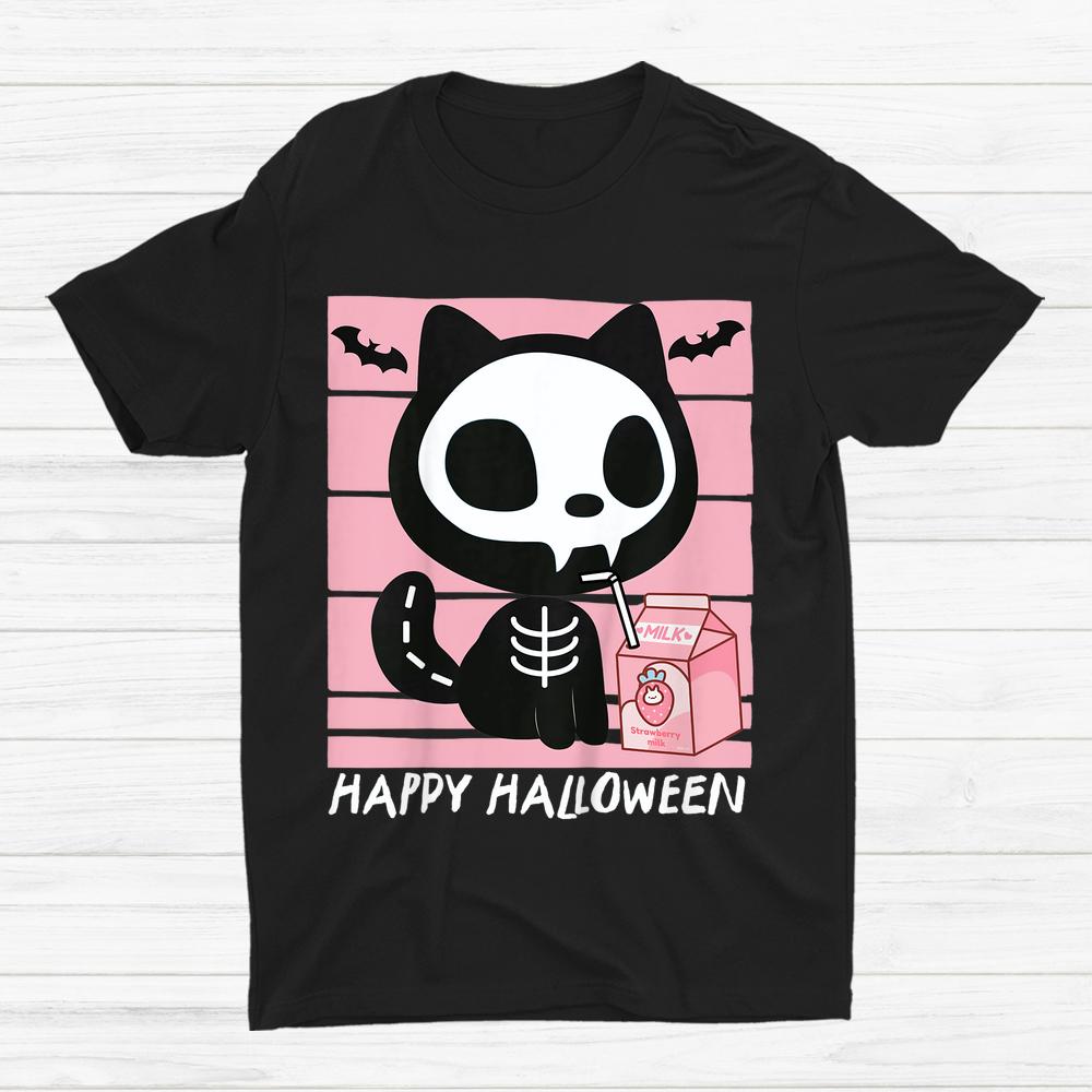 Skeleton Cat Strawberry Milk Cute Halloween Shirt Skeleton Cat Strawberry Milk Cute Halloween Shirt
