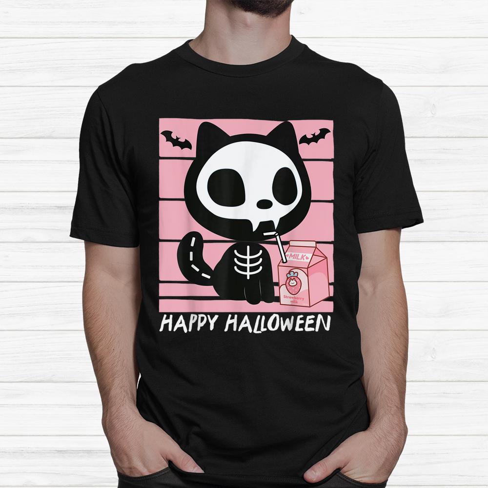 Skeleton Cat Strawberry Milk Halloween Shirt Skeleton Cat Strawberry Milk Halloween Shirt