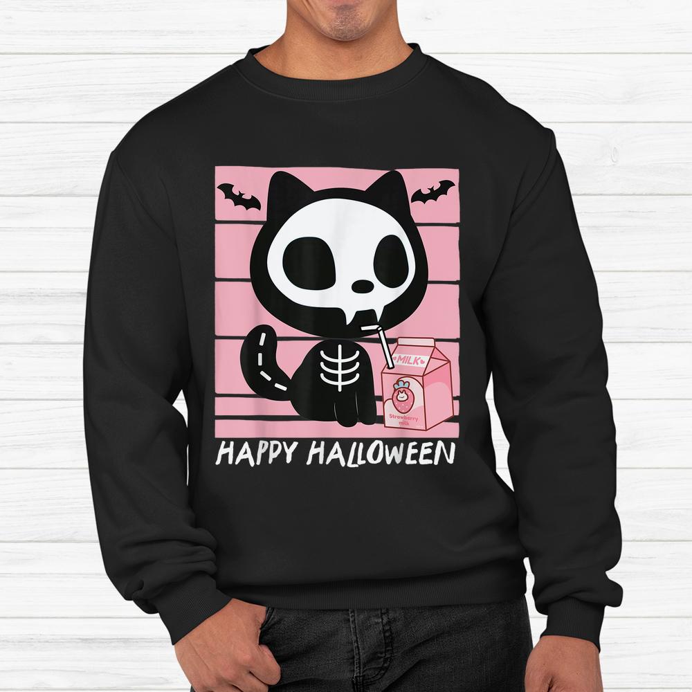 Skeleton Cat Strawberry Milk Halloween Shirt Skeleton Cat Strawberry Milk Halloween Shirt