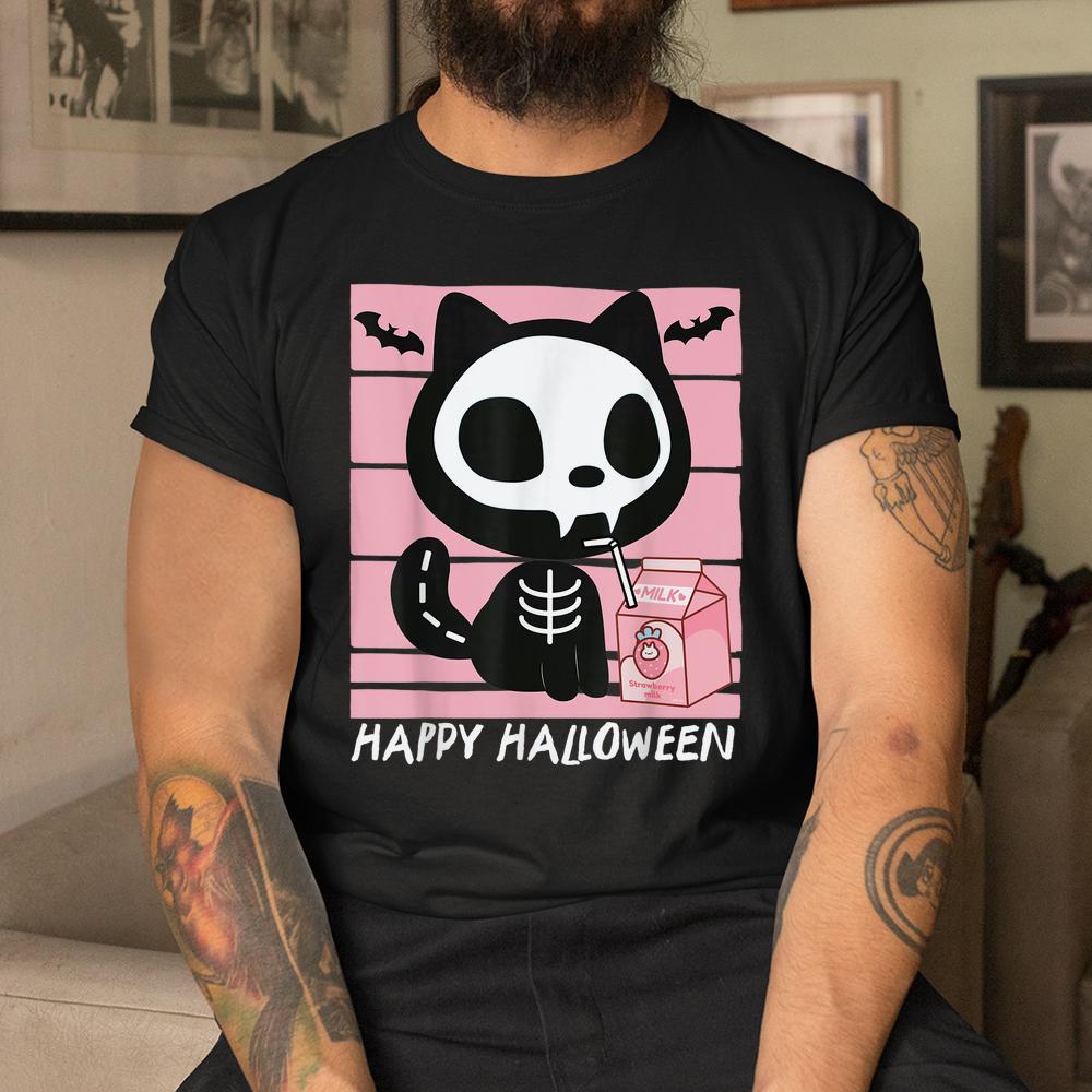 Skeleton Cat Strawberry Milk Halloween Shirt Skeleton Cat Strawberry Milk Halloween Shirt