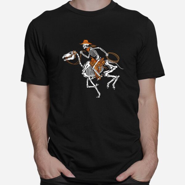 skeleton cowboy riding horse halloween rider shirt 1 1