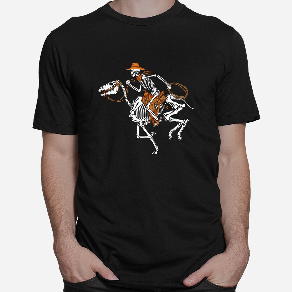 skeleton cowboy riding horse halloween rider shirt 1 1