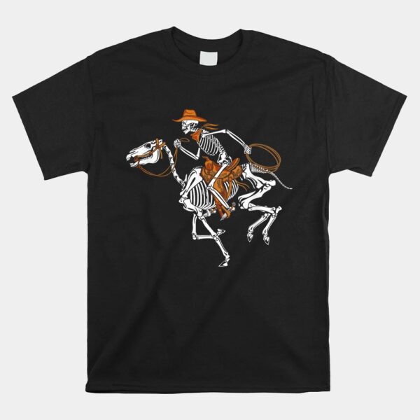 skeleton cowboy riding horse halloween rider shirt 1