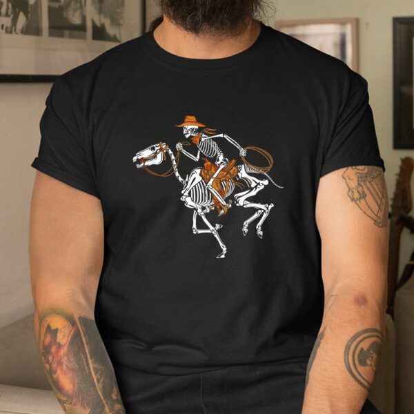 skeleton cowboy riding horse halloween rider shirt 3