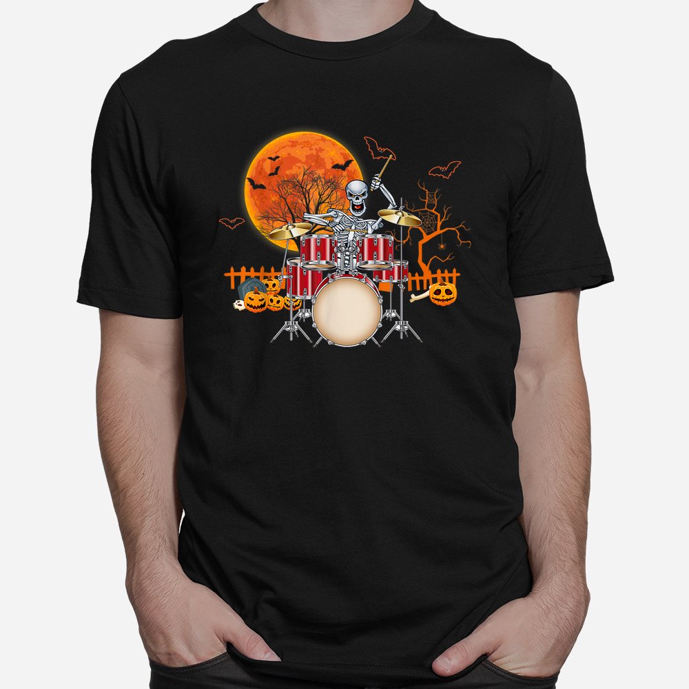 skeleton drummer halloween costume playing drums shirt 1 1