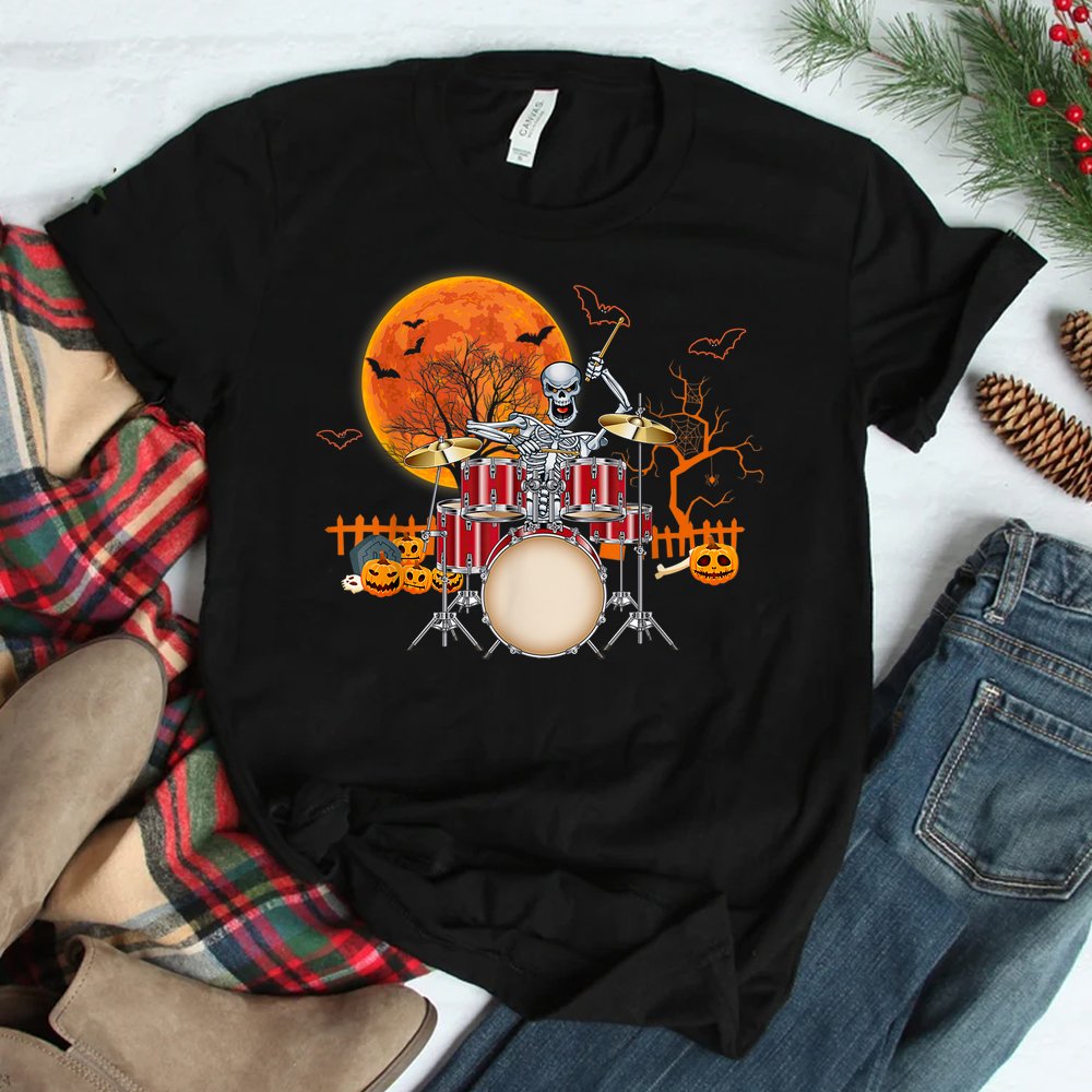 Skeleton Drummer Halloween Costume Playing Drums Shirt Skeleton Drummer Halloween Costume Playing Drums Shirt