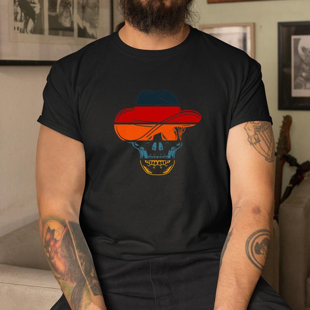 Skeleton Face Hat Retro Sunset Halloween Shirt Skeleton Face Hat Retro Sunset Halloween Shirt