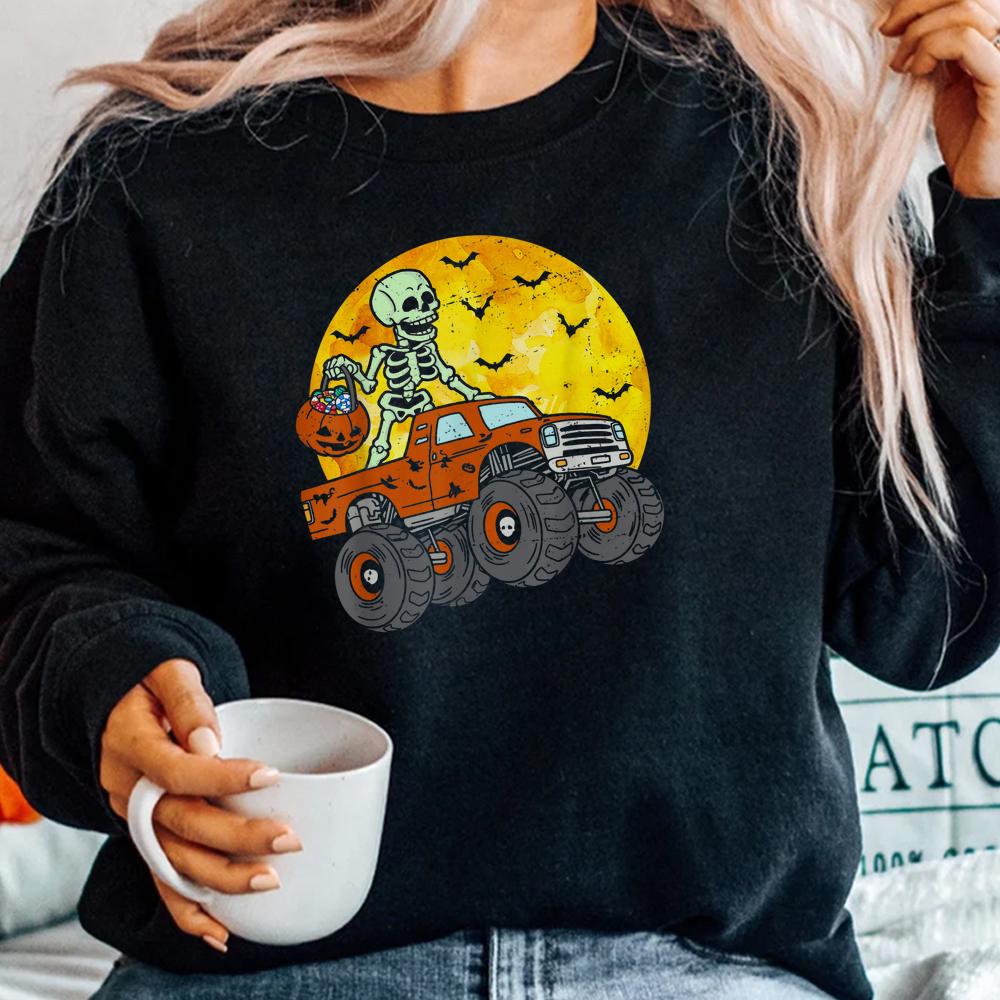 Skeleton Monster Truck Moon Candy Halloween Shirt Skeleton Monster Truck Moon Candy Halloween Shirt