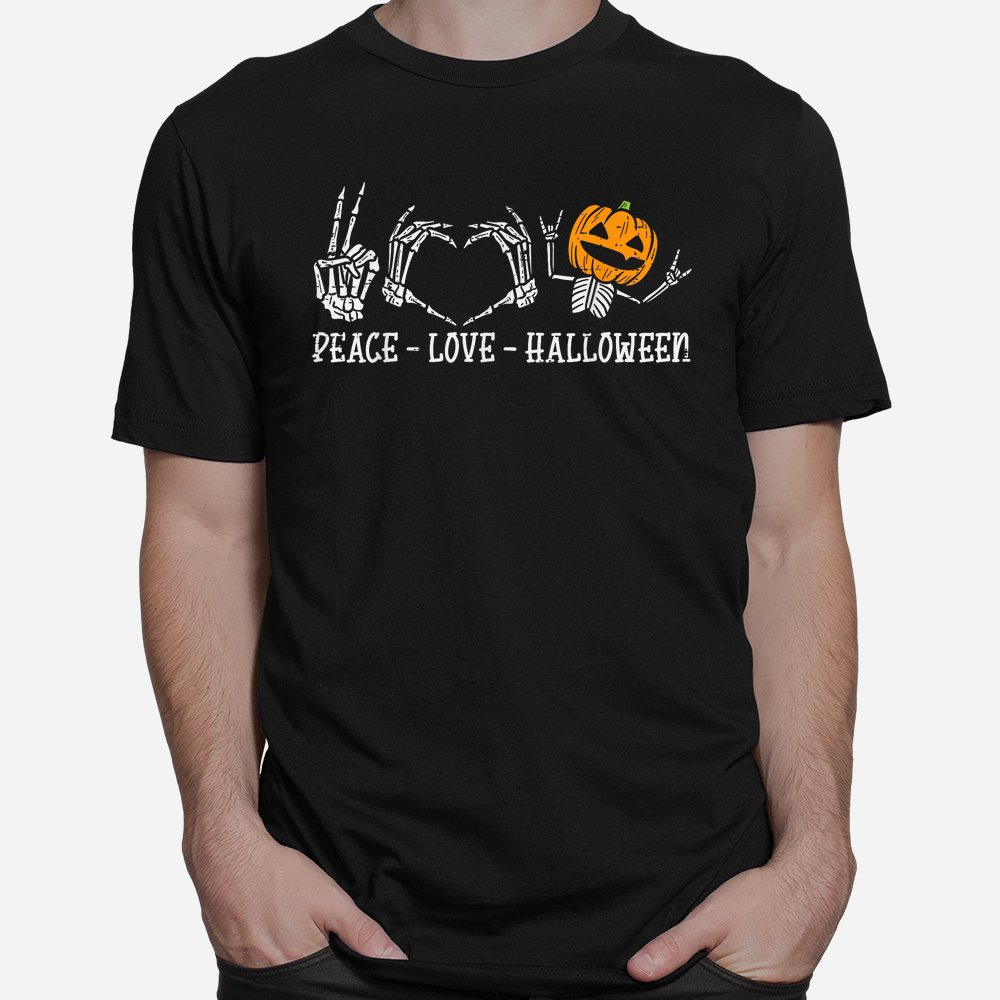 Skeleton Peace Love Pumpkin Halloween Shirt 10 skeleton peace love pumpkin halloween shirt 1 1