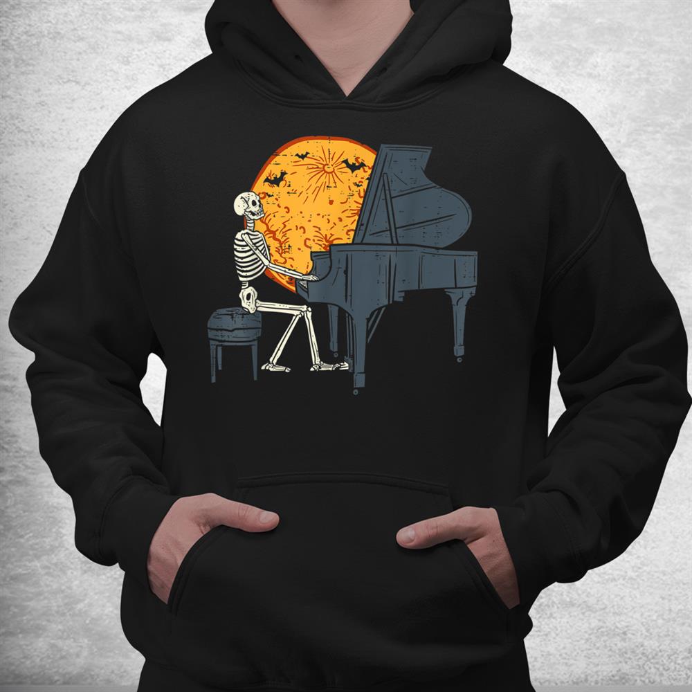 Skeleton Playing Piano Moon Halloween Music Shirt Skeleton Playing Piano Moon Halloween Music Shirt