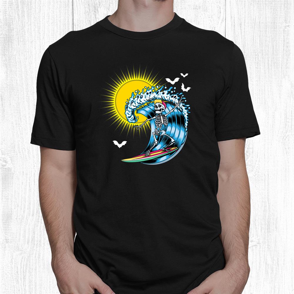 Skeleton Surfing Hawaii Hawaiian Surfer Halloween Sun Shirt Skeleton Surfing Hawaii Hawaiian Surfer Halloween Sun Shirt
