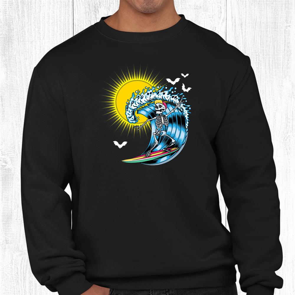 Skeleton Surfing Hawaii Hawaiian Surfer Halloween Sun Shirt Skeleton Surfing Hawaii Hawaiian Surfer Halloween Sun Shirt