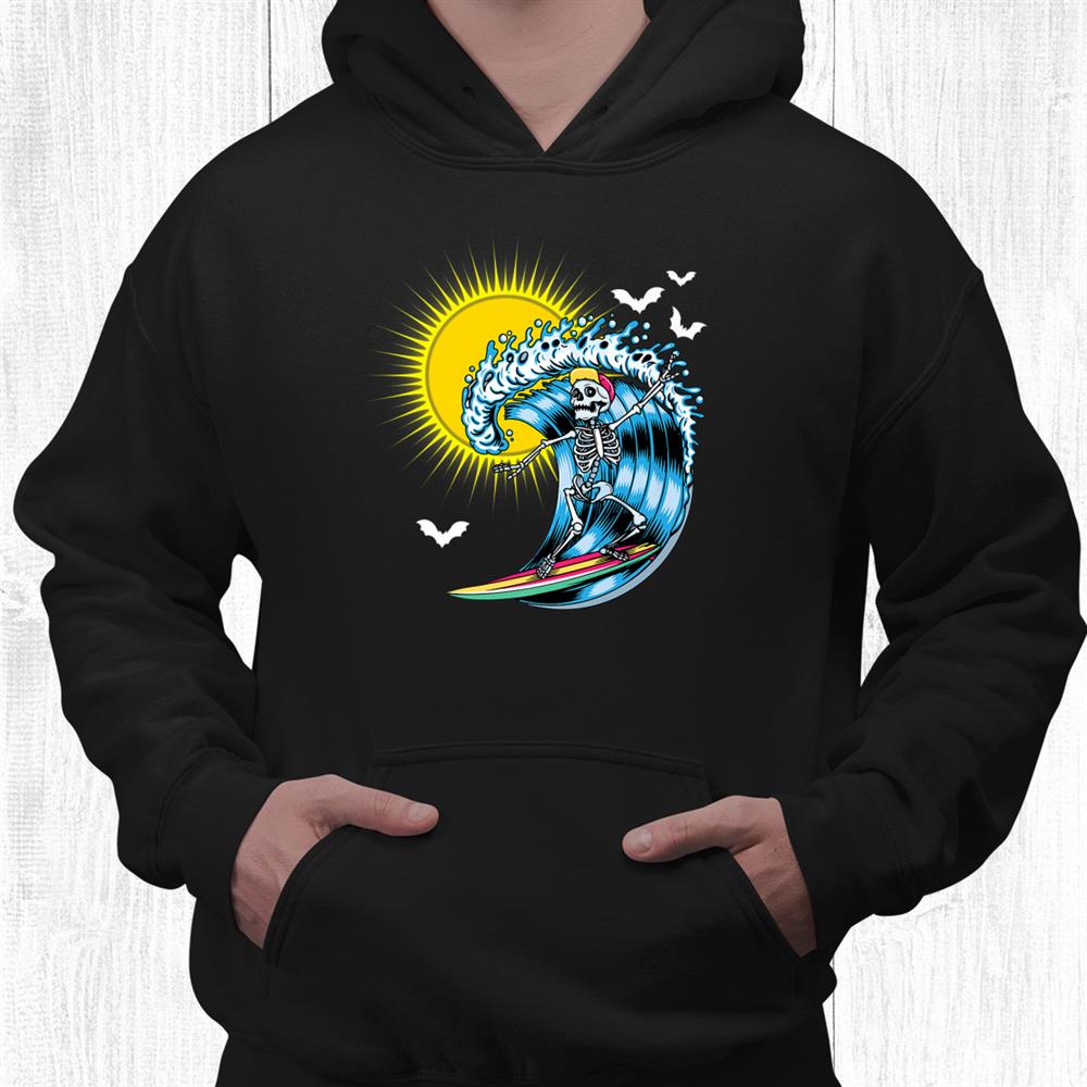 Skeleton Surfing Hawaii Hawaiian Surfer Halloween Sun Shirt Skeleton Surfing Hawaii Hawaiian Surfer Halloween Sun Shirt