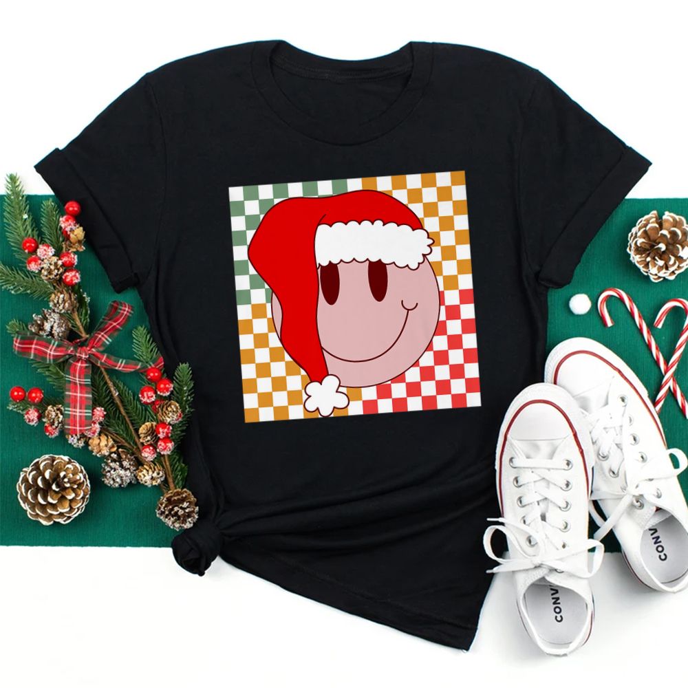 Smiling Hat Santa Christmas Hippie Groovy Vibes Xmas Pajama Shirt Smiling Hat Santa Christmas Hippie Groovy Vibes Xmas Pajama Shirt