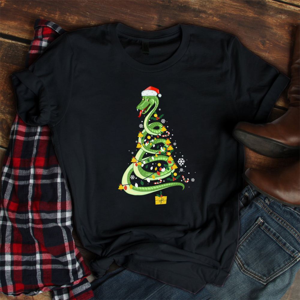 Snake Christmas Tree Cute Santa Hat Lights Shirt Snake Christmas Tree Cute Santa Hat Lights Shirt
