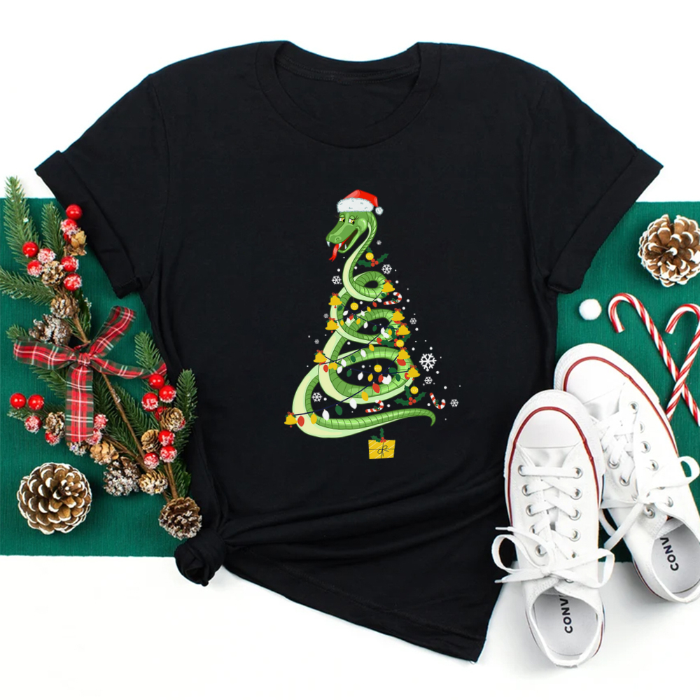 Snake Christmas Tree Cute Santa Hat Lights Shirt Snake Christmas Tree Cute Santa Hat Lights Shirt