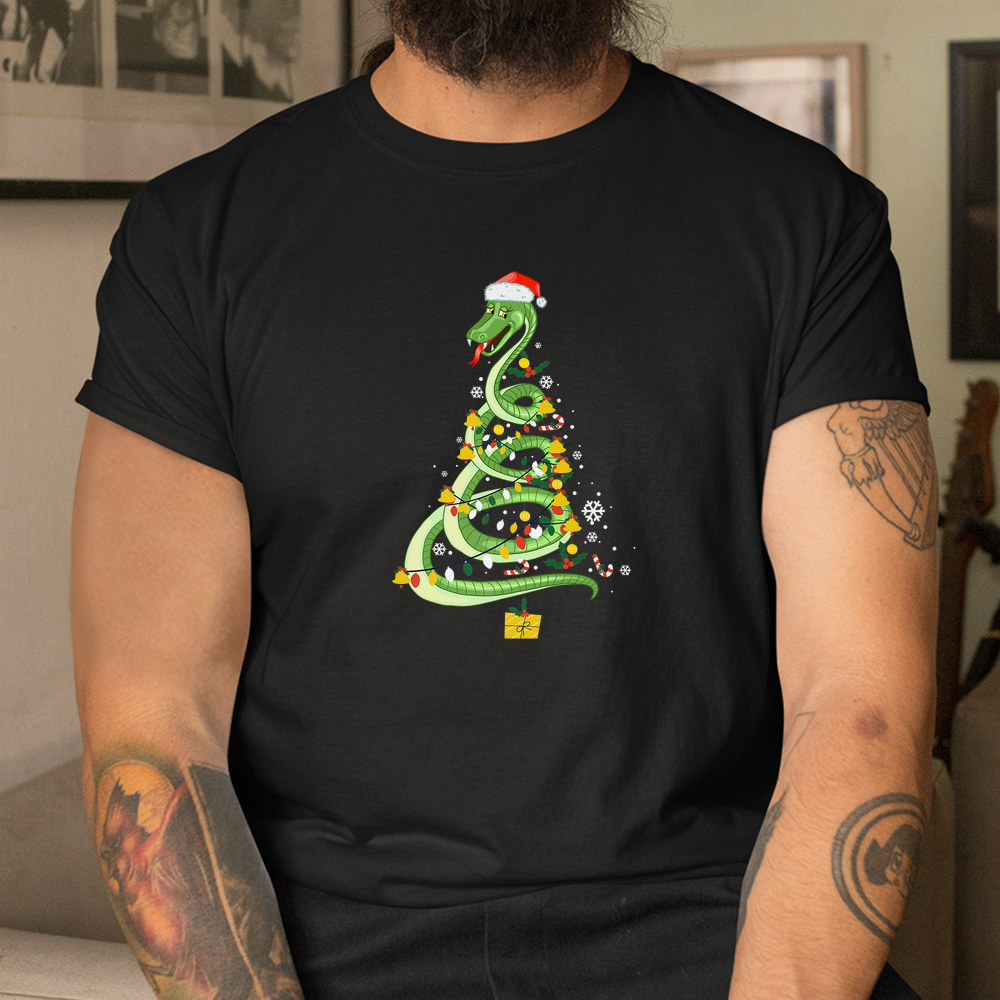Snake Christmas Tree Cute Santa Hat Lights Shirt Snake Christmas Tree Cute Santa Hat Lights Shirt