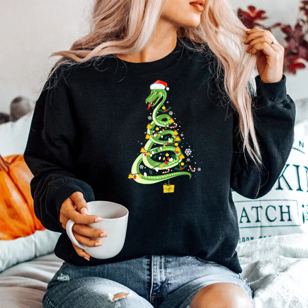 Snake Christmas Tree Cute Santa Hat Lights Shirt Snake Christmas Tree Cute Santa Hat Lights Shirt