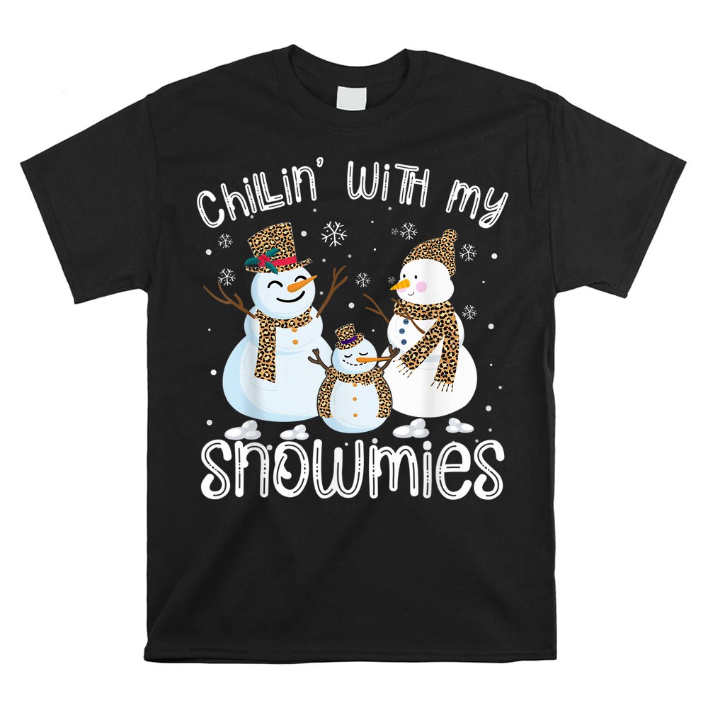 Snowman Christmas Chillin With My Snowmies Leopard Ugly Xmas Shirt Snowman Christmas Chillin With My Snowmies Leopard Ugly Xmas Shirt