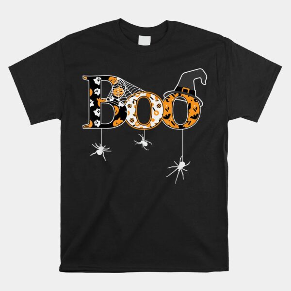 Spider Web Witch Hat Cute Boo Halloween Shirt