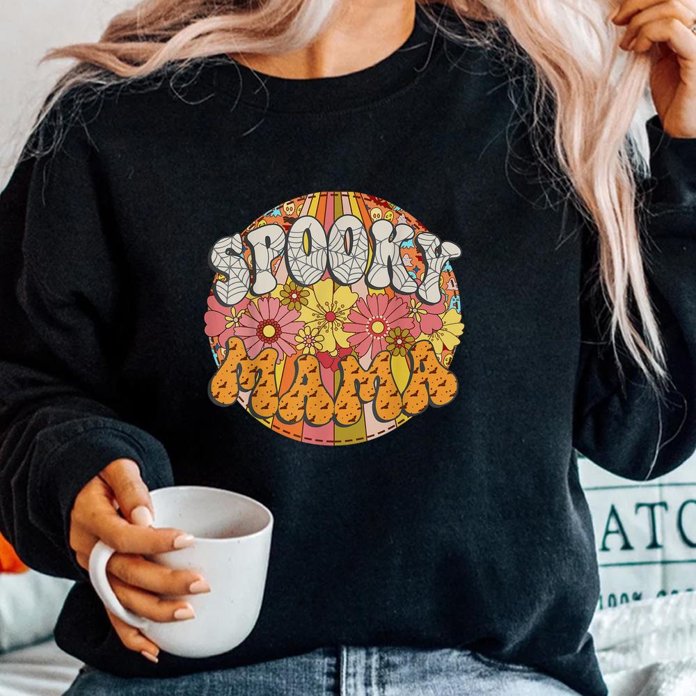 Spooky Mama Matching Family Groovy Halloween Shirt Spooky Mama Matching Family Groovy Halloween Shirt