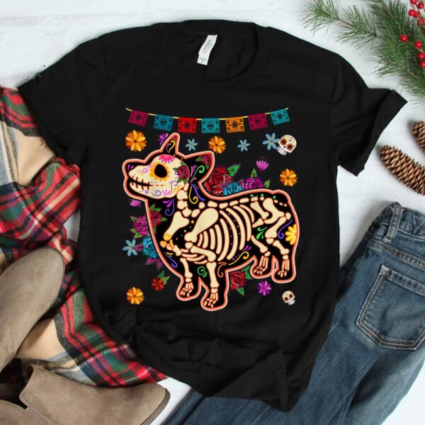 Sugar Skull Mexican Corgi Bone Halloween Day Of Dead Shirt 7 sugar skull mexican corgi bone halloween day of dead shirt 2