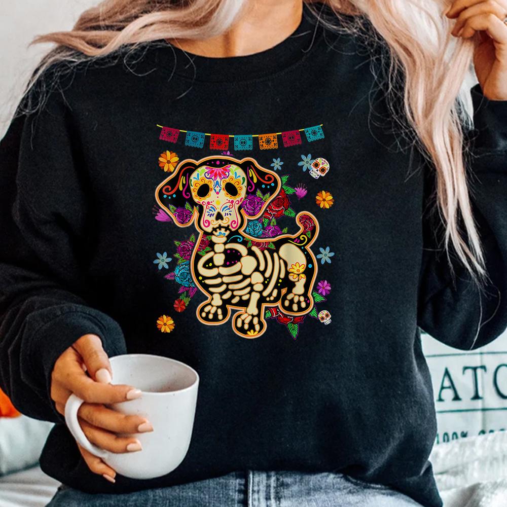 Sugar Skull Mexican Dachshund Bone Halloween Day Of Dead Shirt Sugar Skull Mexican Dachshund Bone Halloween Day Of Dead Shirt
