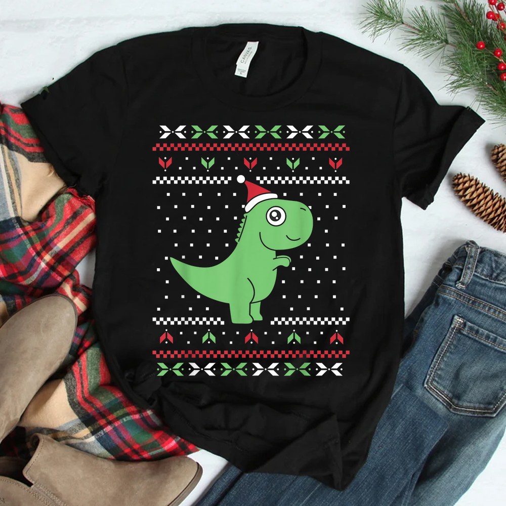 T-rex Dinosaur Santa Claus Hat Ugly Christmas Sweater Meme Shirt T-rex Dinosaur Santa Claus Hat Ugly Christmas Sweater Meme Shirt