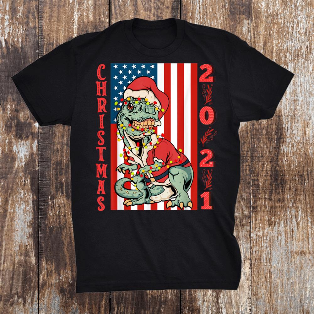 T Rex Santa Claus Grungy Flag Christmas Family Costume 2021 Shirt T Rex Santa Claus Grungy Flag Christmas Family Costume 2021 Shirt