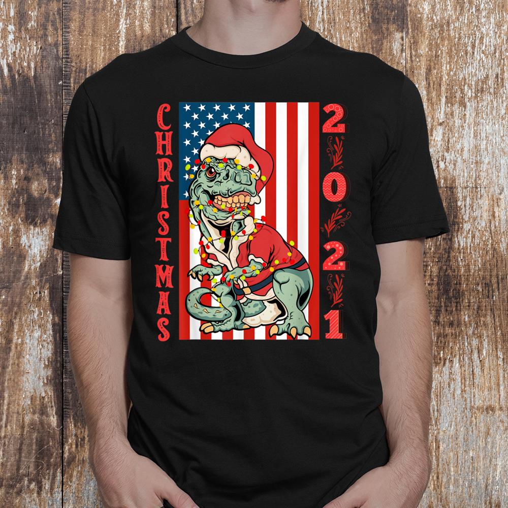 T Rex Santa Claus Grungy Flag Christmas Family Costume 2021 Shirt T Rex Santa Claus Grungy Flag Christmas Family Costume 2021 Shirt