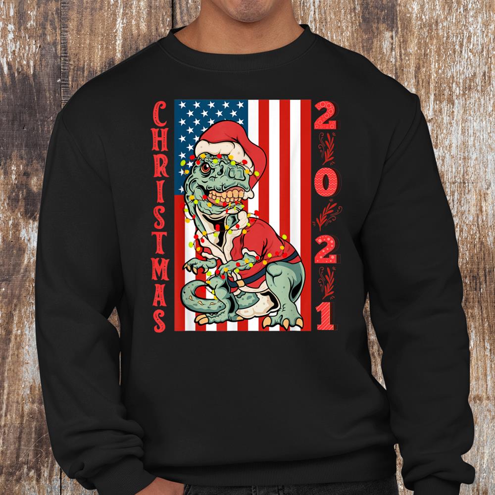 T Rex Santa Claus Grungy Flag Christmas Family Costume 2021 Shirt T Rex Santa Claus Grungy Flag Christmas Family Costume 2021 Shirt