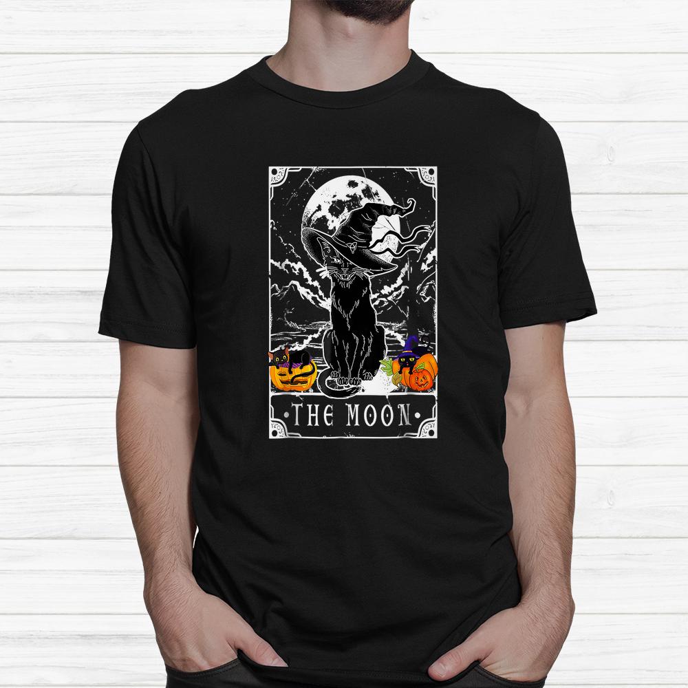 Tarot Card Crescent Moon And Black Cat Witch Hat Halloween Shirt Tarot Card Crescent Moon And Black Cat Witch Hat Halloween Shirt