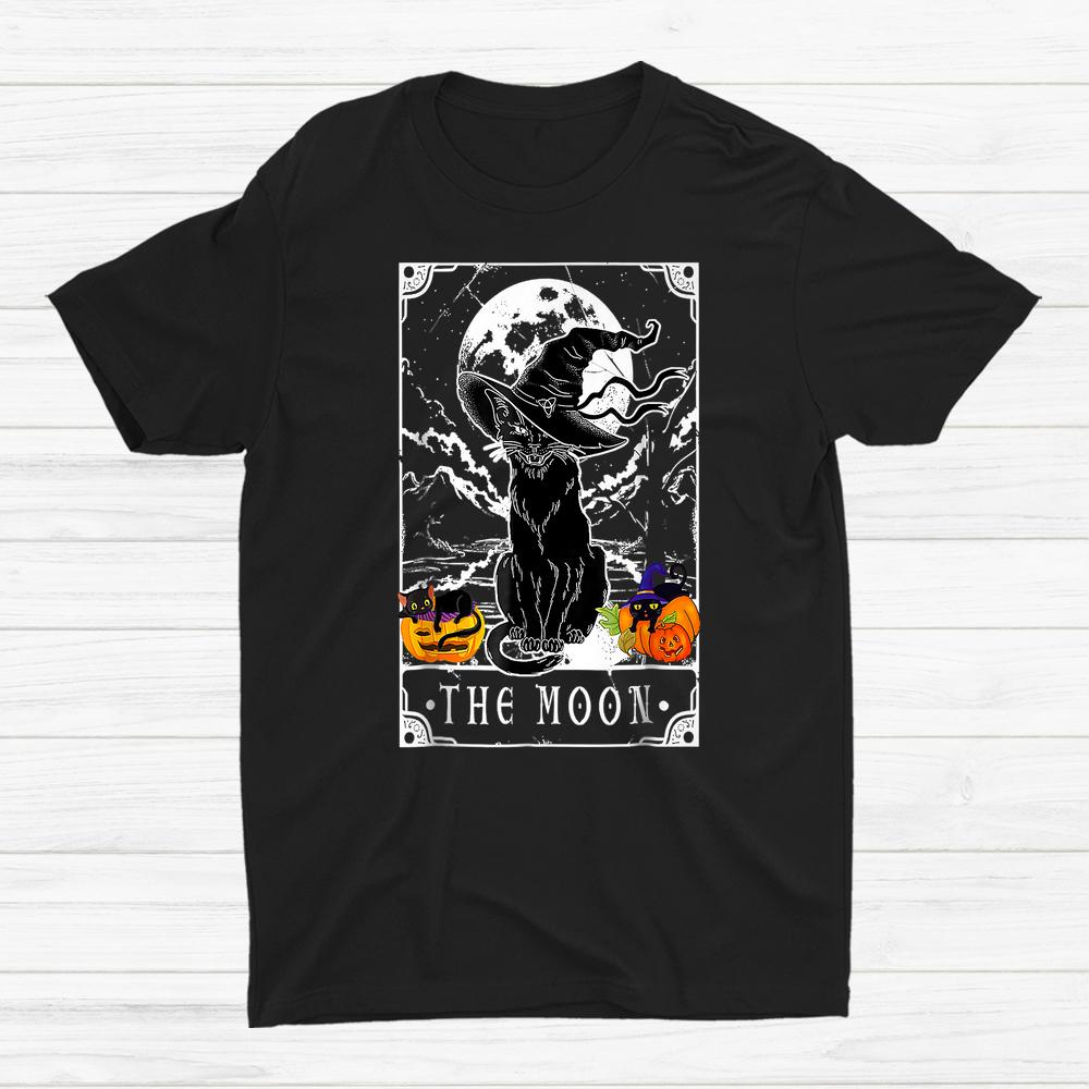 Tarot Card Crescent Moon And Black Cat Witch Hat Halloween Shirt Tarot Card Crescent Moon And Black Cat Witch Hat Halloween Shirt