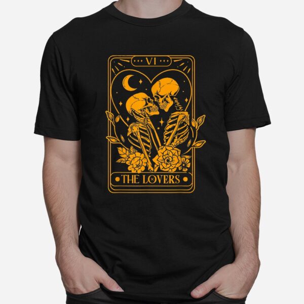 Tarot Card The Lovers Skeleton Goth Halloween Witch Shirt