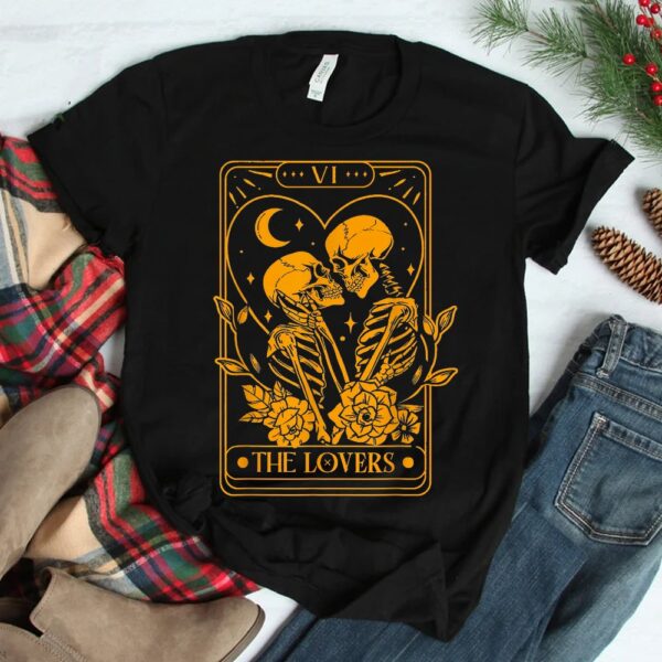 Tarot Card The Lovers Skeleton Goth Halloween Witch Shirt