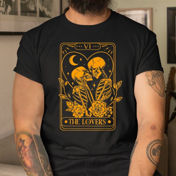 Tarot Card The Lovers Skeleton Goth Halloween Witch Shirt