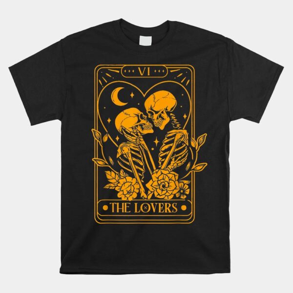 Tarot Card The Lovers Skeleton Goth Halloween Witch Shirt