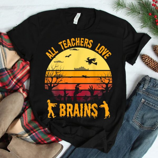 Teacher Love Brains Zombie Funny Halloween Shirt