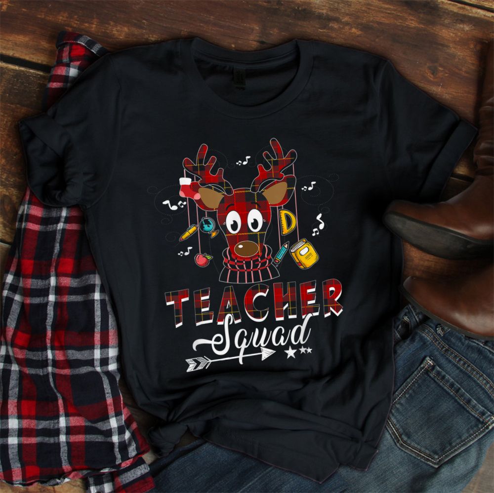 Teacher Squad Red Plaid Buffalo Reindeer Christmas Shirt Teacher Squad Red Plaid Buffalo Reindeer Christmas Shirt