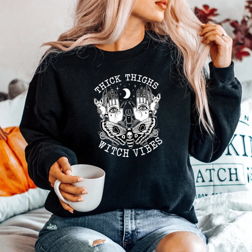 Thick Thighs Witch Vibes Shirt Witches Halloween Shirt Thick Thighs Witch Vibes Shirt Witches Halloween Shirt