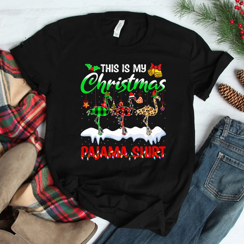 This Is My Christmas Pajama Flamingo Lover Lights Xmas Shirt This Is My Christmas Pajama Flamingo Lover Lights Xmas Shirt