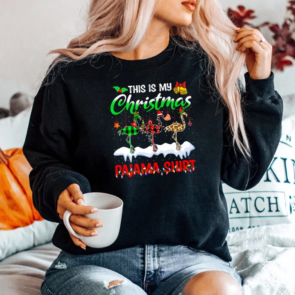 This Is My Christmas Pajama Flamingo Lover Lights Xmas Shirt This Is My Christmas Pajama Flamingo Lover Lights Xmas Shirt