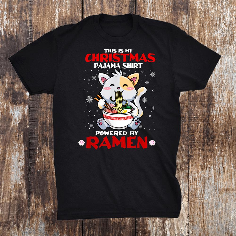 This Is My Gifts Woman Christmas Pajama Cat Eating Ramen Shirt This Is My Gifts Woman Christmas Pajama Cat Eating Ramen Shirt