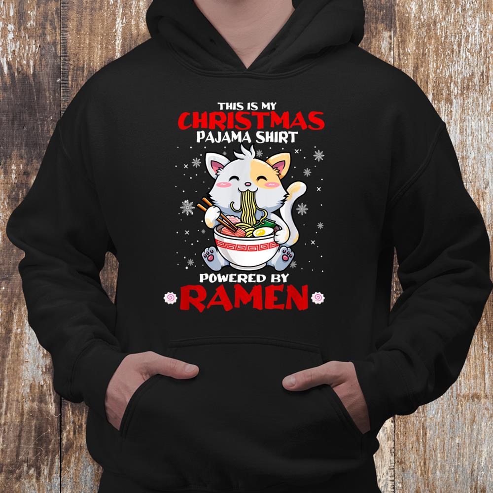This Is My Gifts Woman Christmas Pajama Cat Eating Ramen Shirt This Is My Gifts Woman Christmas Pajama Cat Eating Ramen Shirt