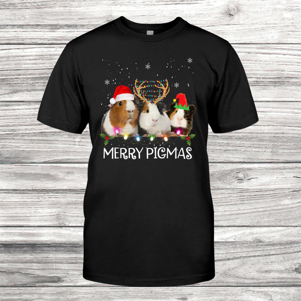 Three Guinea Pig Christmas Lights Santa Hat Xmas Shirt Three Guinea Pig Christmas Lights Santa Hat Xmas Shirt