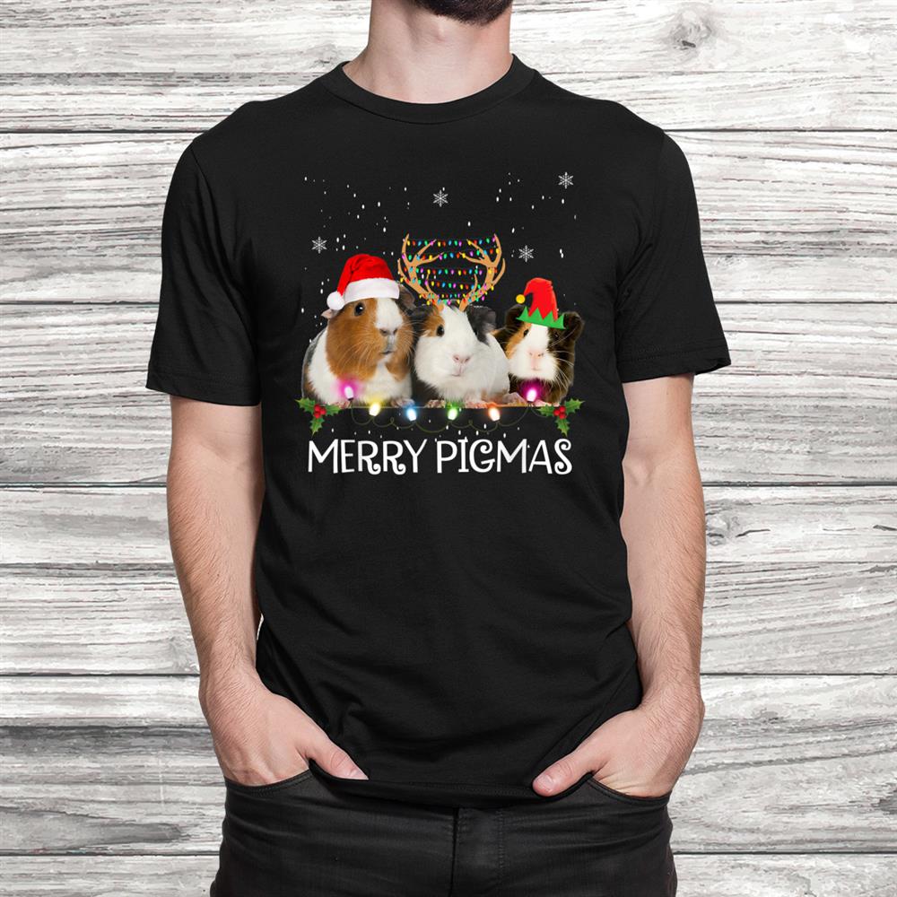 Three Guinea Pig Christmas Lights Santa Hat Xmas Shirt Three Guinea Pig Christmas Lights Santa Hat Xmas Shirt