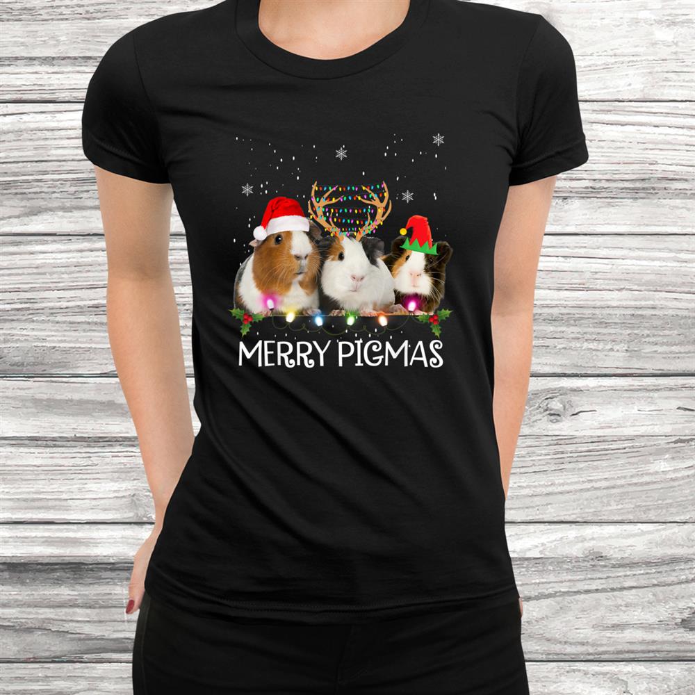 Three Guinea Pig Christmas Lights Santa Hat Xmas Shirt Three Guinea Pig Christmas Lights Santa Hat Xmas Shirt