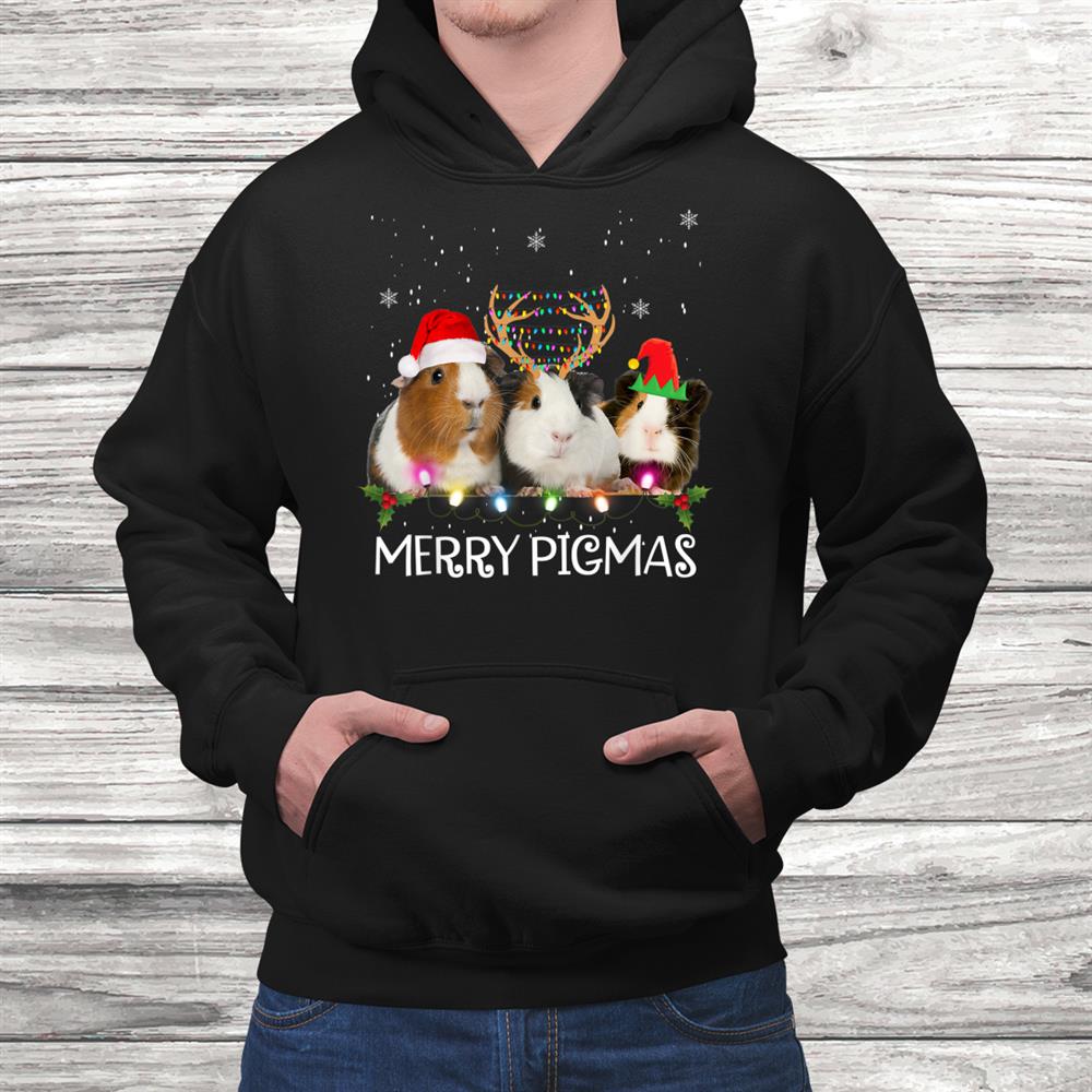 Three Guinea Pig Christmas Lights Santa Hat Xmas Shirt Three Guinea Pig Christmas Lights Santa Hat Xmas Shirt