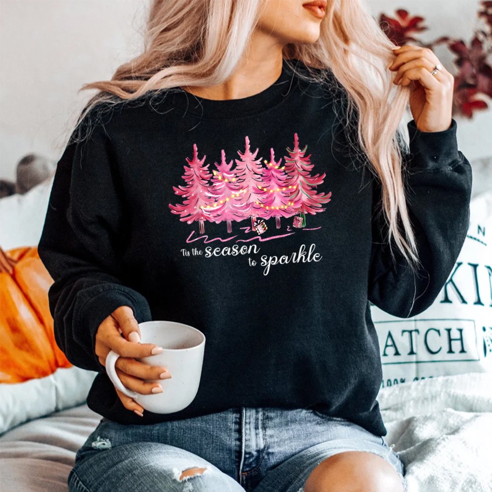 Tis The Season To Sparkle Cute Pink Christmas Tree Shirt Tis The Season To Sparkle Cute Pink Christmas Tree Shirt