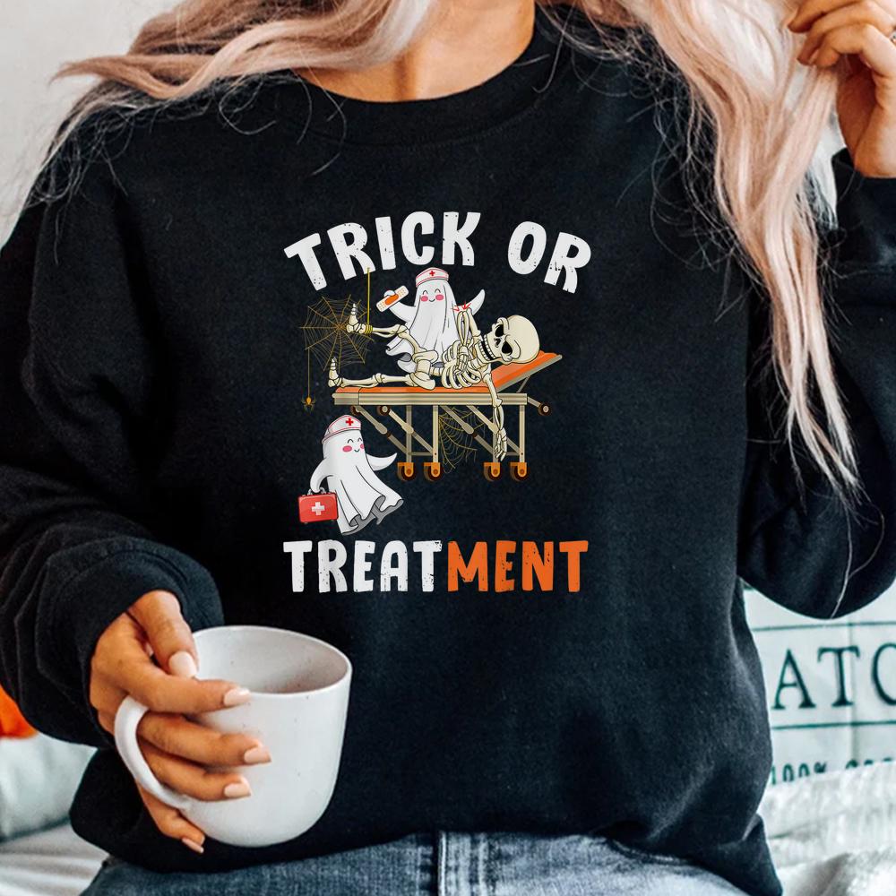 Trick Or Treatment Nurse Halloween Boo Ghost Shirt Trick Or Treatment Nurse Halloween Boo Ghost Shirt